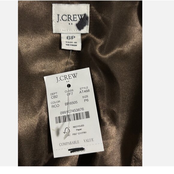 J. Crew Wool-Blend Lined Lady Day Coat Long Sleeve Brown Size 6P NWT *READ - Picture 11 of 16